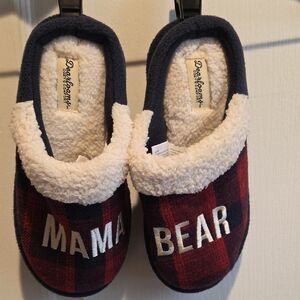 Dearfoams Red and Black MAMA BEAR Slippers